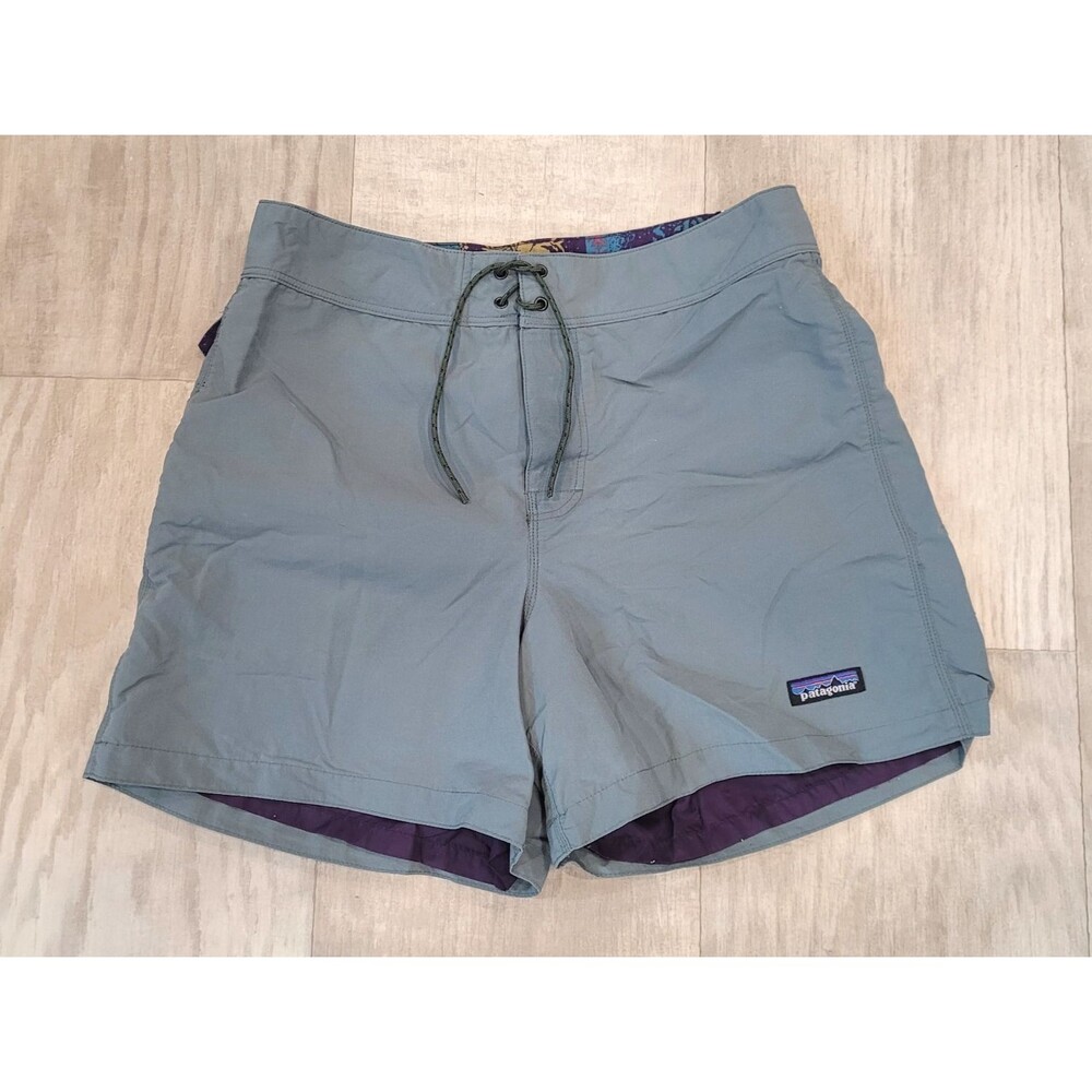 Patagonia Green Drawstring Hiking Shorts Women's 28W 4" Inseam Lined Pockets